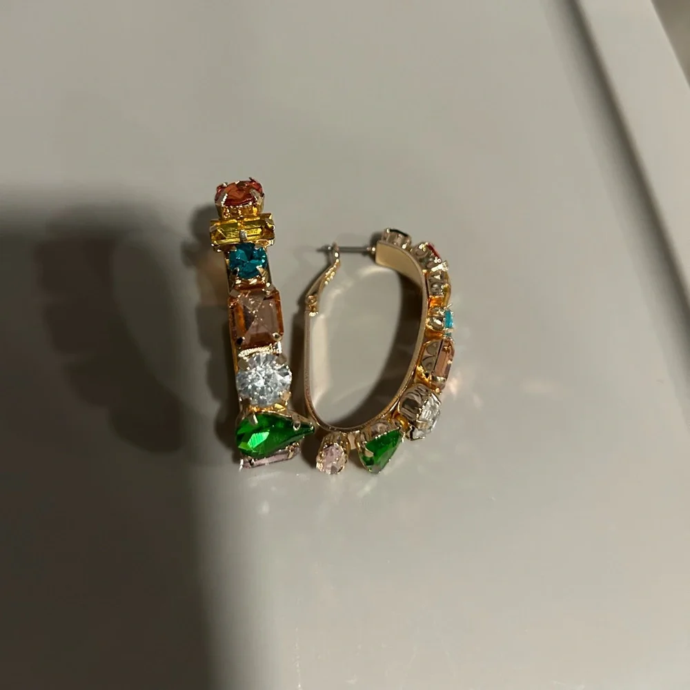 Gold Multi-Color Hoops - Picture 1 of 2